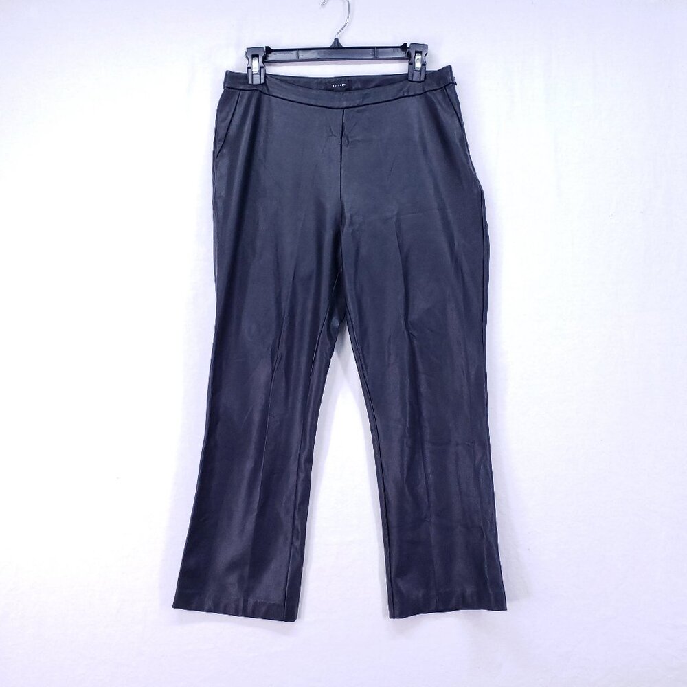 Holagen Womens Black Faux Leather Pants Size 8 Business Causal